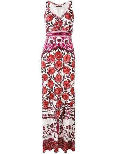 Roberto Cavalli длинное платье с принтом роз
