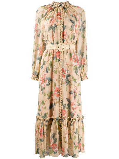 Zimmermann платье миди с цветочным принтом