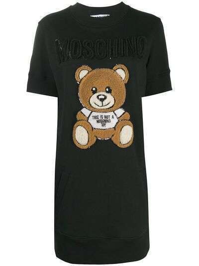 Moschino платье-толстовка Teddy Bear с пайетками