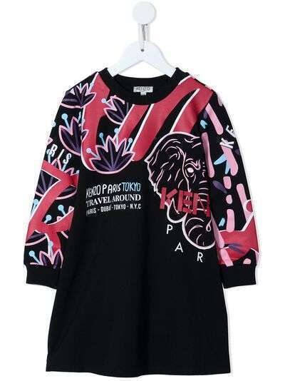 Kenzo Kids платье с длинным рукавами и логотипом