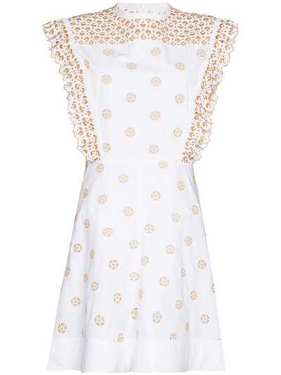 Chloé платье мини с английской вышивкой