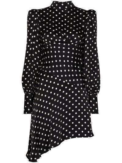 De La Vali Clara polka-dot asymmetric mini dress