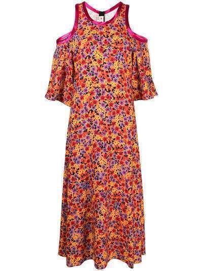 Marni платье с цветочным принтом и открытыми плечами