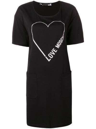 Love Moschino платье-футболка с изображением сердца