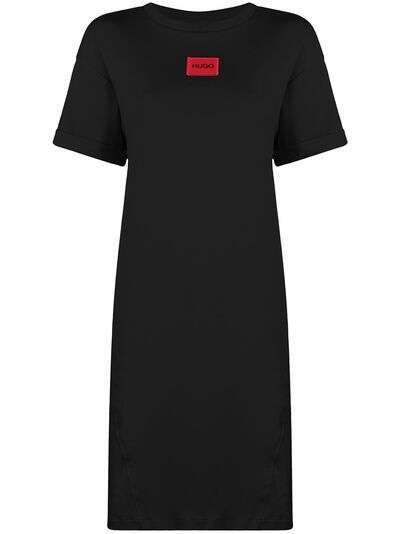 HUGO платье-футболка с нашивкой-логотипом