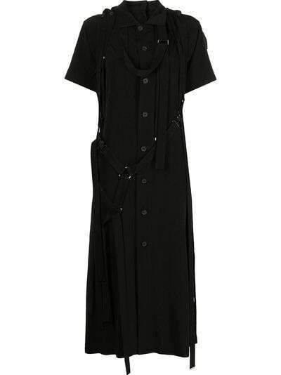Yohji Yamamoto платье-рубашка с ремешками