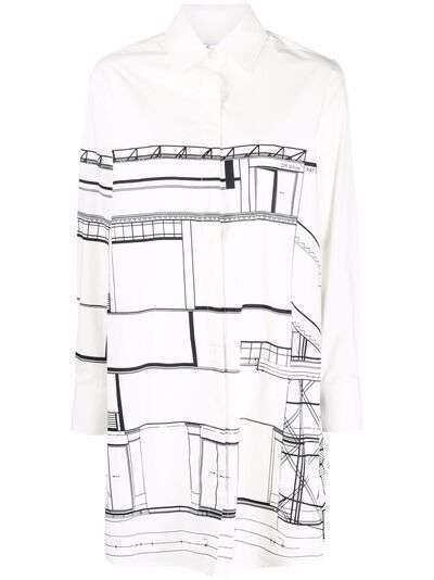 Off-White graphic-print long-sleeve shirtdress