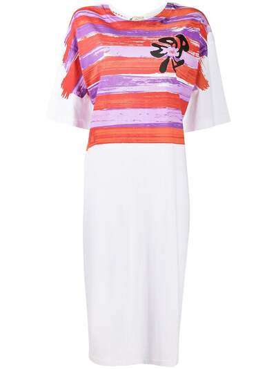 Marni полосатое платье-футболка длины миди
