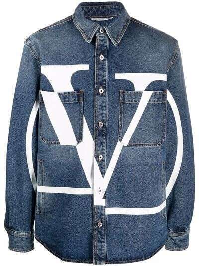 Valentino джинсовая рубашка с длинными рукавами и логотипом