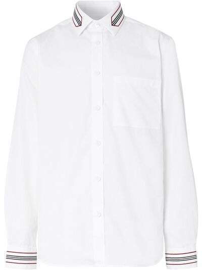 Burberry рубашка узкого кроя в полоску Icon Stripe
