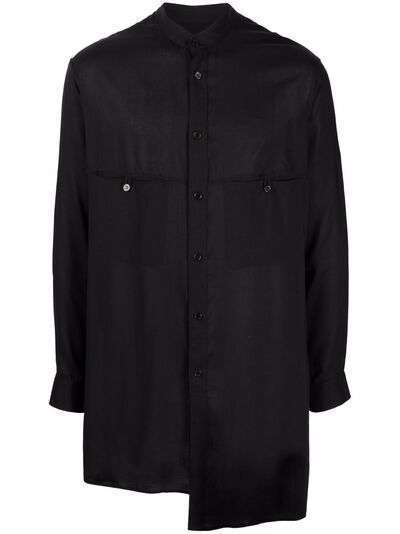Yohji Yamamoto полупрозрачная рубашка с высоким воротником