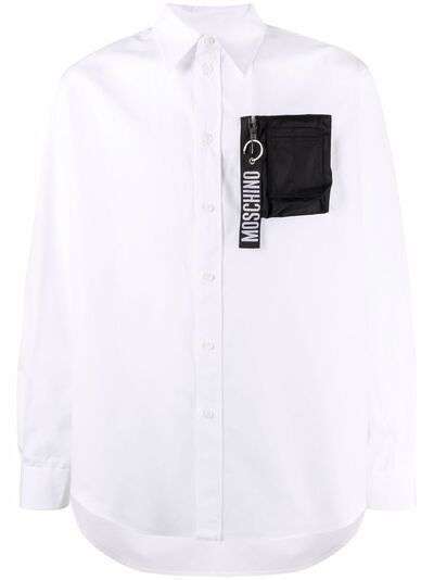 Moschino рубашка с карманом на молнии и логотипом