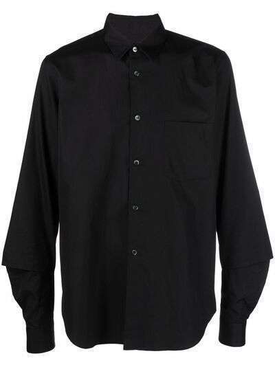 Black Comme Des Garçons long-sleeve button-fastening shirt