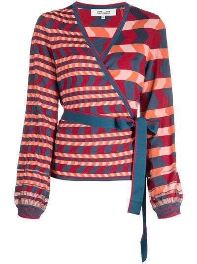 DVF Diane von Furstenberg multi-way stripe pattern cardigan