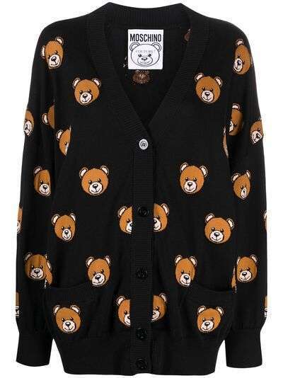 Moschino жаккардовый кардиган Teddy Bear