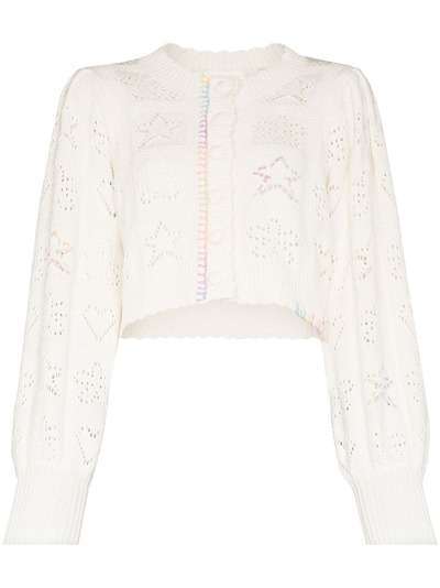 LoveShackFancy star-embroidered cropped cardigan