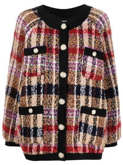 Amen buttoned-up checked cardigan