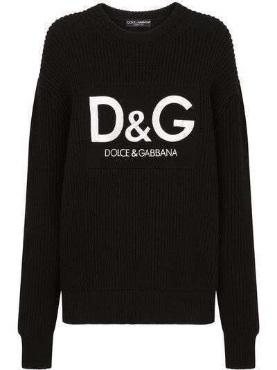 Dolce & Gabbana джемпер в рубчик с логотипом