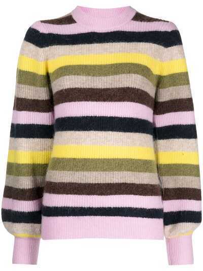 GANNI striped wool-blend jumper