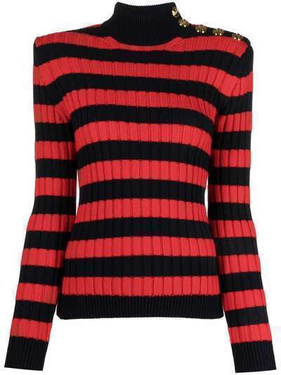 Balmain striped ribbed-knit jumper