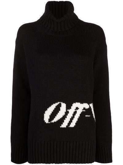 Off-White свитер вязки интарсия с высоким воротником и логотипом