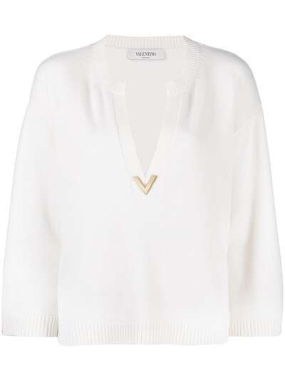 Valentino джемпер с V-образным вырезом и логотипом