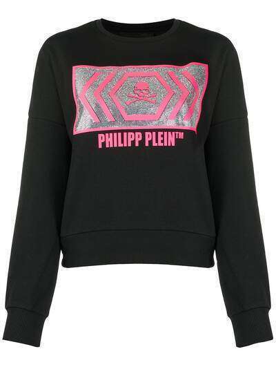 Philipp Plein свитер с логотипом и стразами
