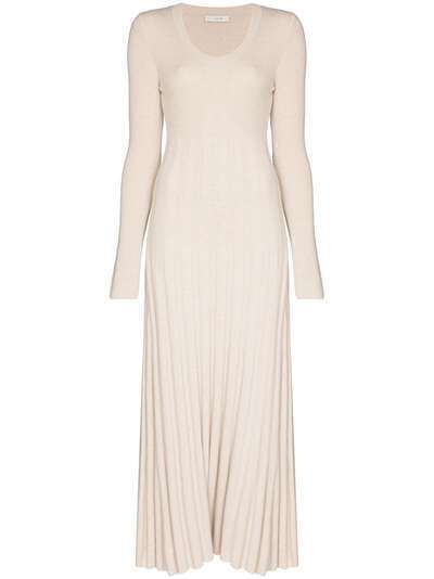 LVIR U-neck ribbed knit maxi dress