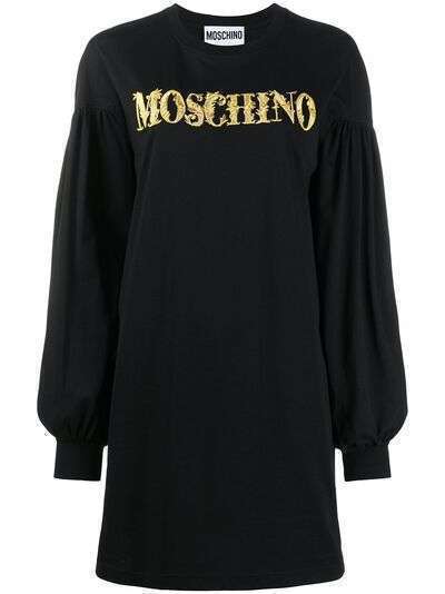 Moschino платье-толстовка с вышивкой и широкими рукавами