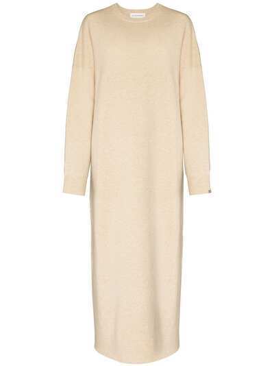 extreme cashmere кашемировое платье миди с круглым вырезом