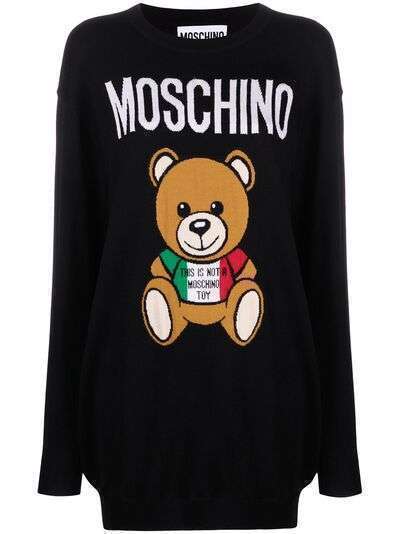 Moschino платье Teddy Bear вязки интарсия с логотипом