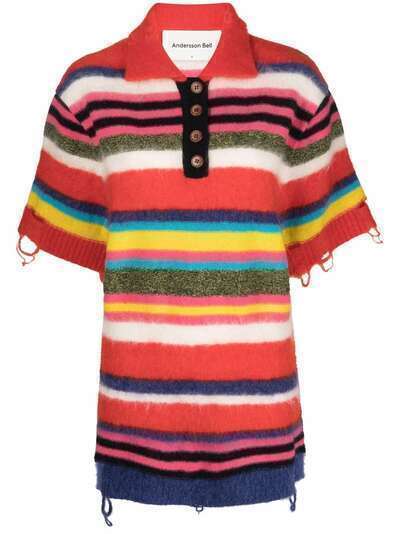 Andersson Bell striped wool polo top