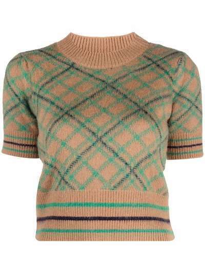 Pinko intarsia-knit short-sleeve top