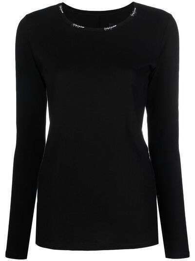 Yohji Yamamoto logo-neckline longsleeved top