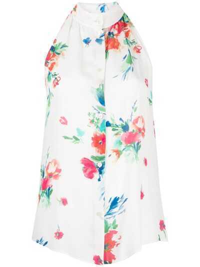 Boutique Moschino блузка с вырезом халтер и цветочным принтом