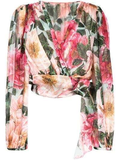 Dolce & Gabbana блузка с цветочным принтом и запахом