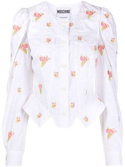 Moschino рубашка с цветочной вышивкой