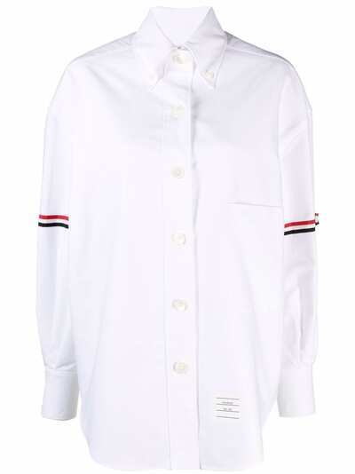 Thom Browne button-collar grosgrain armband shirt