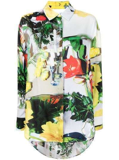 MSGM floral-print button-up shirt