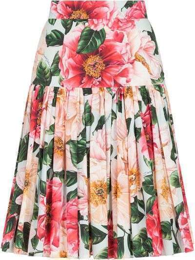 Dolce & Gabbana юбка с цветочным принтом и складками