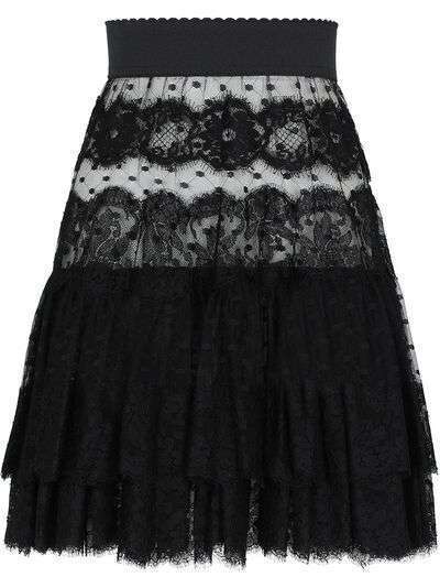Dolce & Gabbana кружевная юбка с оборками из тюля