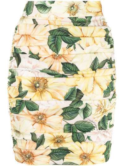 Dolce & Gabbana юбка мини с цветочным принтом и сборками