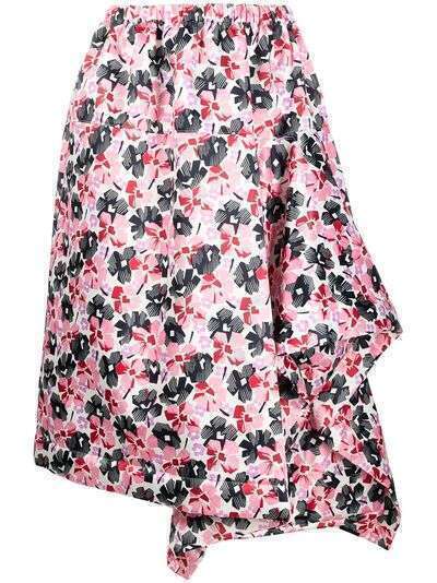 Comme Des Garçons Tricot юбка с драпировкой и цветочным принтом