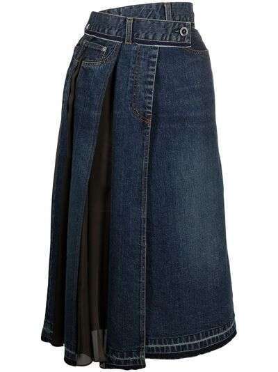 sacai джинсовая юбка асимметричного кроя