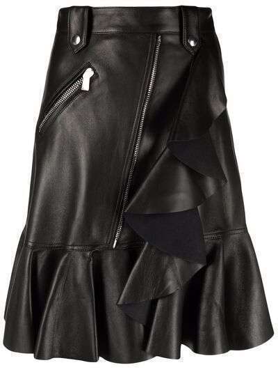 Alexander McQueen кожаная юбка с баской