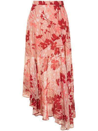 TWINSET юбка асимметричного кроя с цветочным принтом
