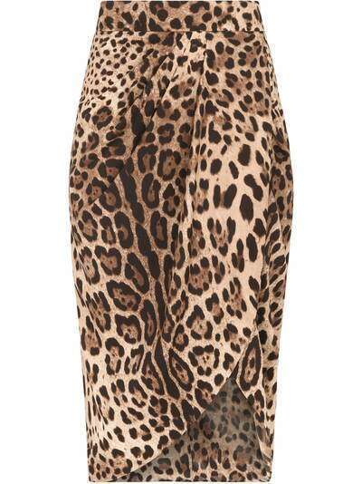 Dolce & Gabbana юбка с запахом и леопардовым принтом