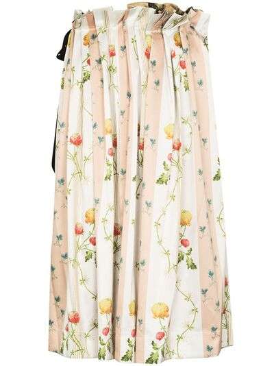 Simone Rocha плиссированная юбка миди с цветочным принтом