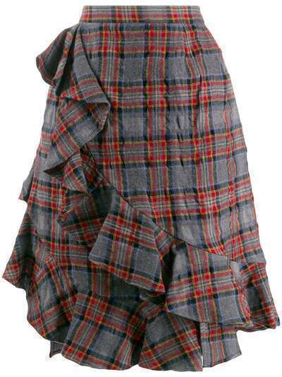 Julien David клетчатая юбка мини с оборками