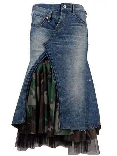 Junya Watanabe многослойная джинсовая юбка асимметричного кроя